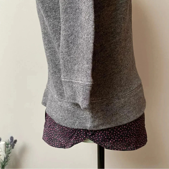 LOFT Gray Sweatshirt Sweater Peter Pan Collar Layered Hem Work Top XS - Picture 6 of 13